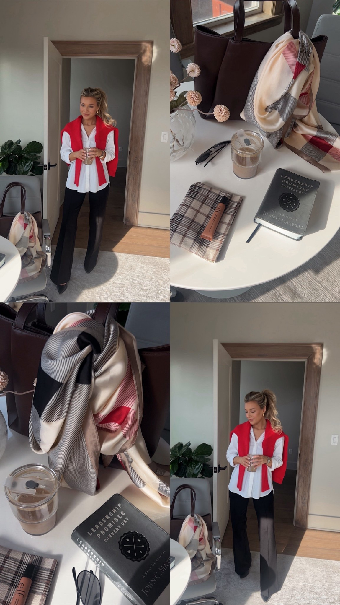 The most perfect winter office outfit! You are going to LOVE these high waisted trousers that fit snug at the waist and flare at the bottom. Wearing XS 32 length. You can wear these so many ways! Sweater is red from Amazon! 

#LTKWorkwear #LTKFindsUnder50 #LTKootd