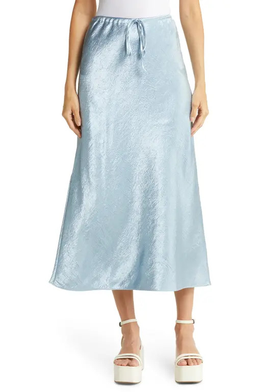 Baum und Pferdgarten Sinai Crinkle Satin Midi Skirt in Blue Fog at Nordstrom, Size 8 Us | Nordstrom