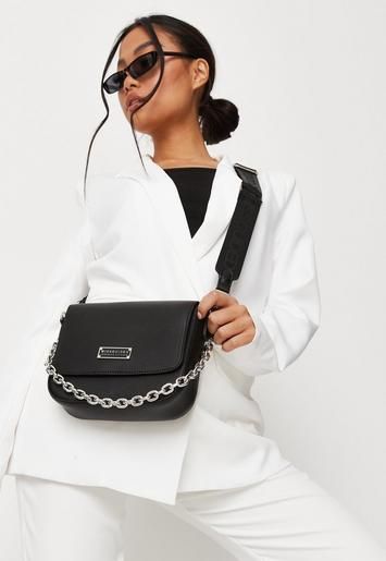 Missguided - Black Branded Double Strap Cross Body Mini Bag | Missguided (US & CA)