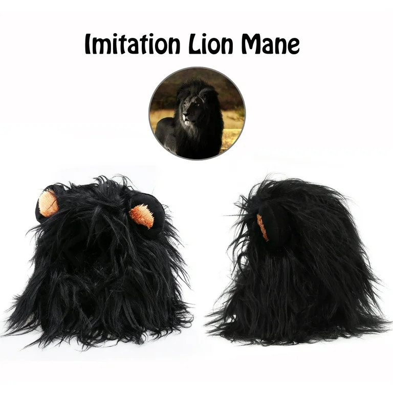 Lion Mane Wig for Cats, Funny Pet Cat Costumes for Halloween Christmas (Size S, Black) | Walmart (US)