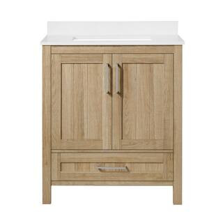OVE Decors Kansas 30 in.W Bath Vanity in White Oak with Engineered Stone Vanity Top in White 15VV... | The Home Depot