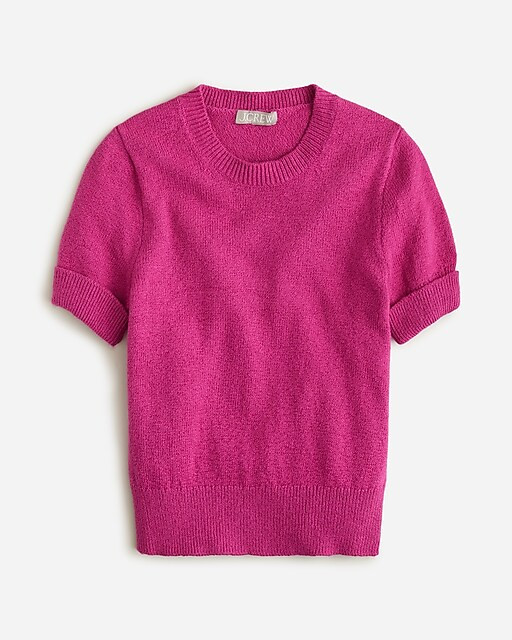 Cuff-sleeve cropped crewneck sweater in textured bouclé | J. Crew US