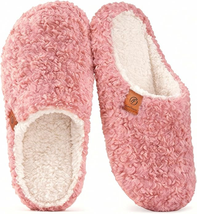 EverFoams Women's Fuzzy Slip-on Slippers Soft Comfy Memory Foam Indoor House Shoes | Amazon (US)