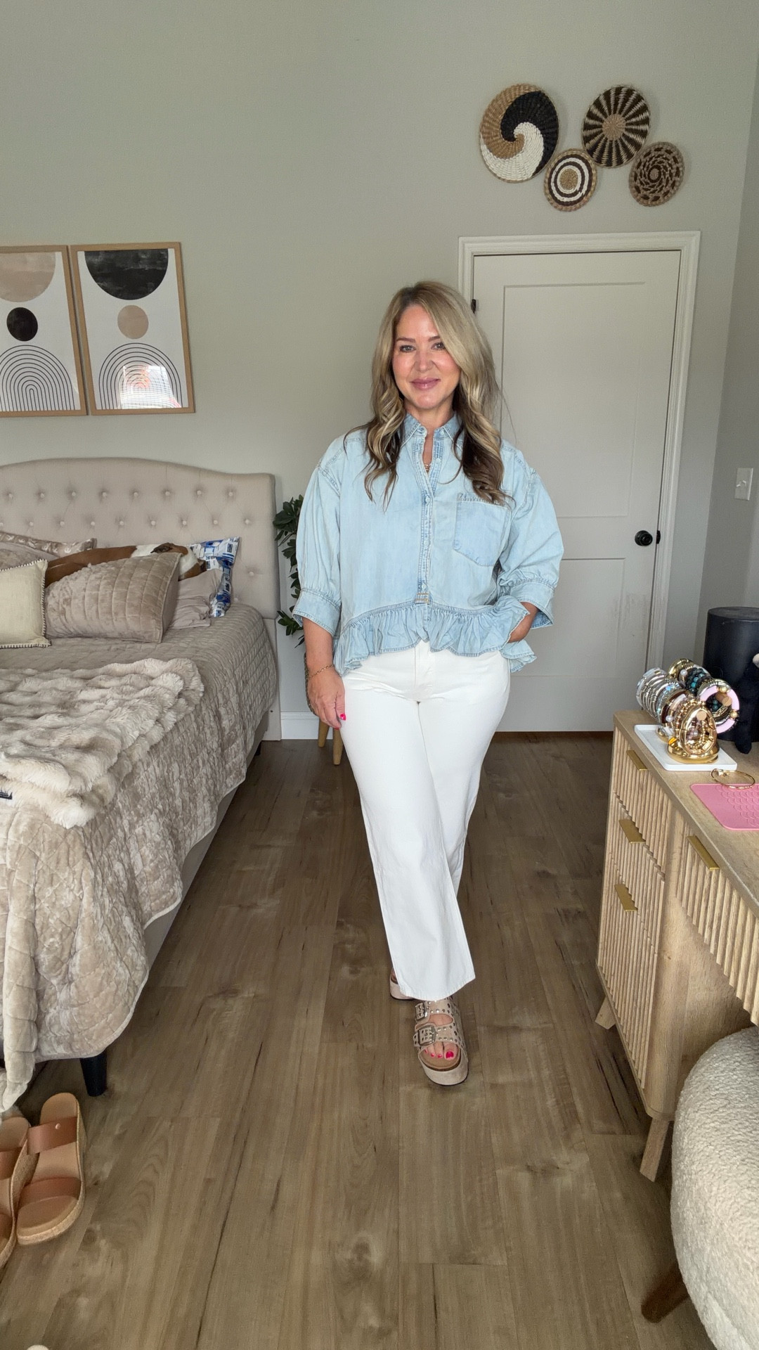 Denim top size medium (could do a small) 
Jeans size 31 (no stretch)
Berry sweatsuit  small top medium bottoms
Leopard swoosh wind suit size medium jacket and pants 
White cropped tee size mediumm

#LTKPetite #LTKOver40 #LTKMidsize