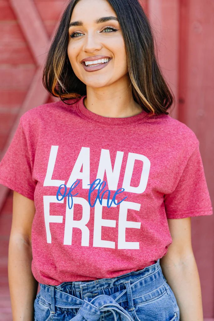 Land Of The Free Heather Red Graphic Tee | The Mint Julep Boutique