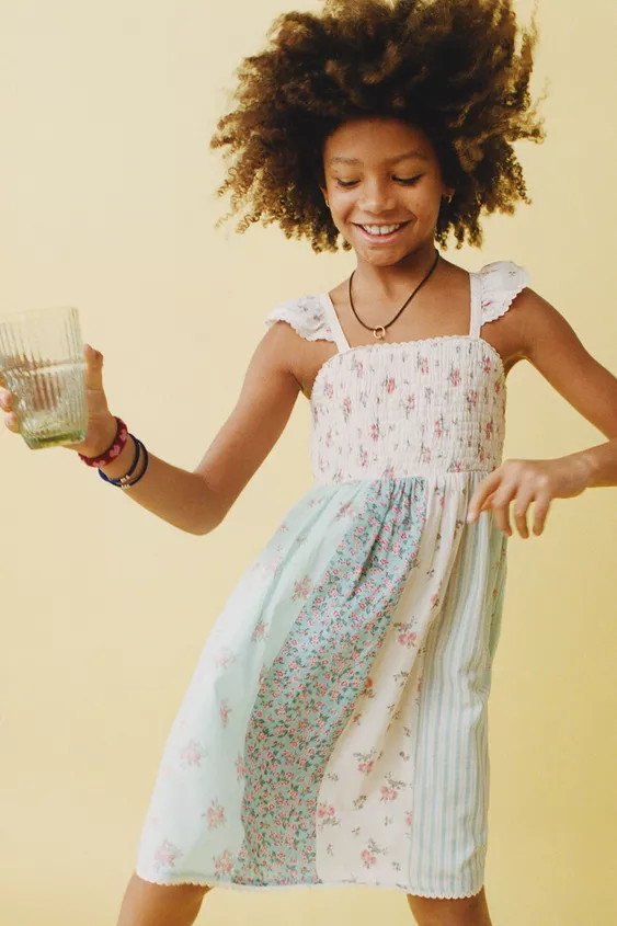PATCHWORK LACE FLORAL DRESS | Zara Canada