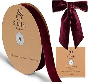 Burgundy Velvet Ribbon 1'' 25 Yards for Christmas Tree, Gift Wrapping, Flower Bouquet, Wreath Dec... | Amazon (US)