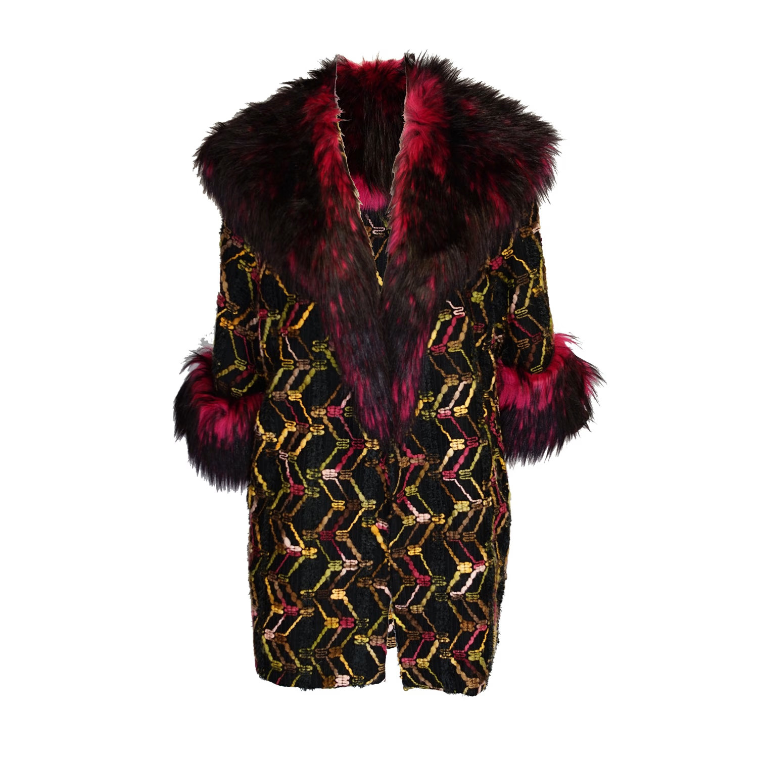 Penelope Swing Coat In Berry Boucle | Wolf & Badger