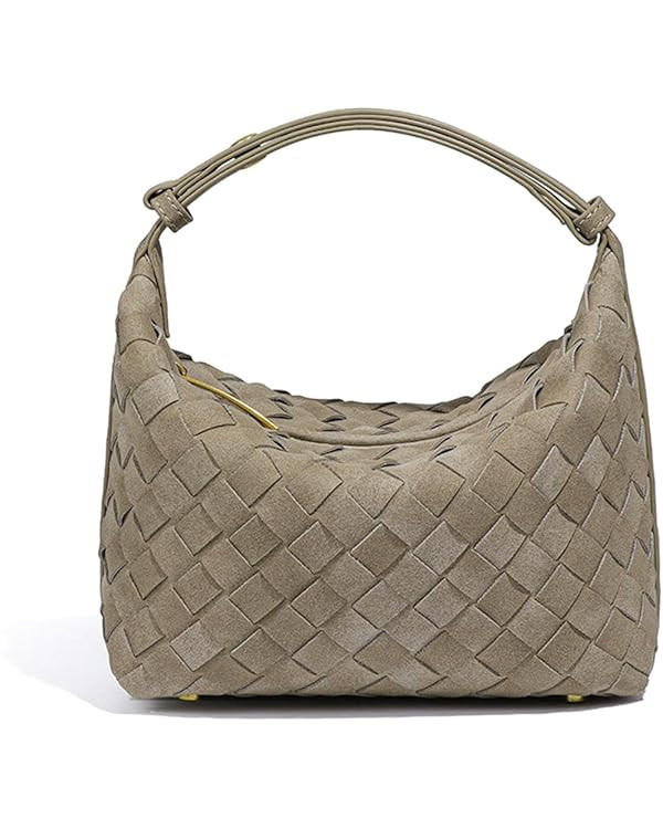 Luxurious Suede Hobo Bag - Women's Woven Leather Shoulder Bag with Spacious Interior | Amazon (US)