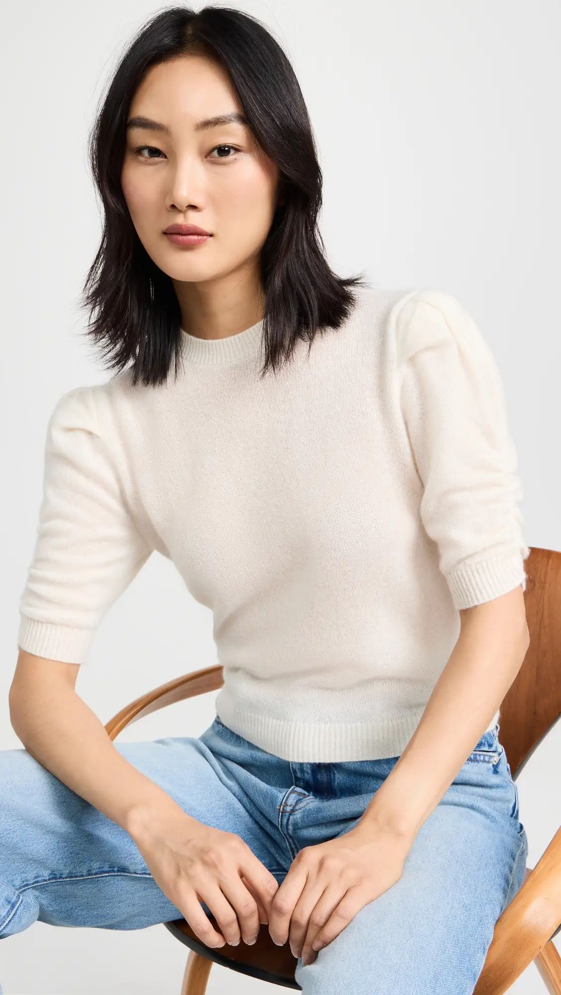 FRAME Ruched Sleeve Cashmere Sweater | Shopbop | Shopbop