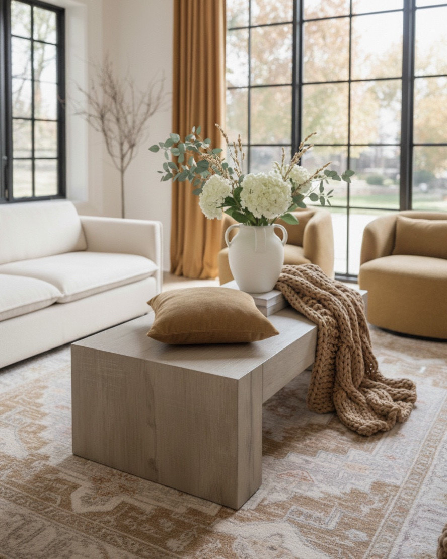 Cozy Modern Living Room Finds Bring warmth and elegance into your home with this modern-meets-cozy setup. Shop the look featuring: Cream linen sofa — timeless and neutral for any space Mustard accent chairs — the perfect pop of color Minimal wood coffee table — sleek, Scandinavian-inspired design Ceramic vase with hydrangea stems — adds a fresh, organic touch Chunky knit throw — cozy up in style Vintage-inspired area rug — ties the whole space together Tap to shop every detail and recreate this warm fall living room look at home. Perfect for searches like modern living room decor, neutral fall home accents, cozy minimalist interiors, and affordable designer furniture finds.

#LTKsale #LTKhome #LTKstyletip