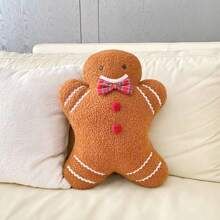 1pc Velvety Cute & Warm Gingerbread Man Mr. Shape Pillow, Christmas Decoration Cushion, Festive H... | SHEIN