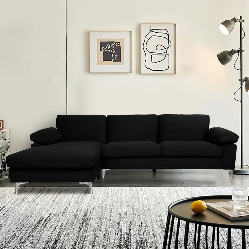 Amber-Jo 103.5" Wide Velvet Left Hand Facing Sofa & Chaise | Wayfair North America