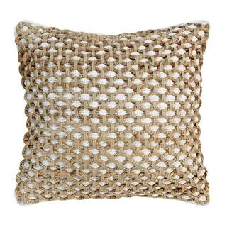 Boho Living Jada Geometric White 20 in. x 20 in. Braided Jute Decorative Throw Pillow YMO006946 | The Home Depot