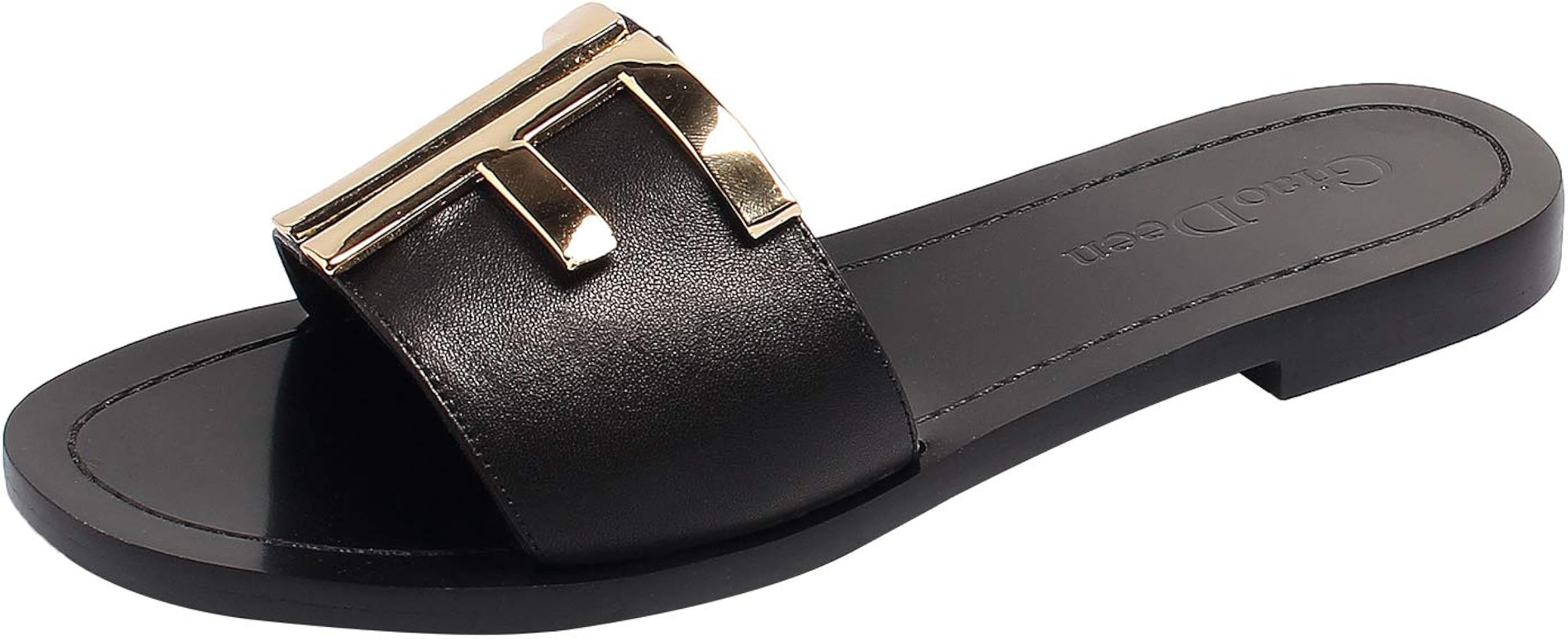 GiaoDeen Women's Flat Comfort Slide Sandals for Party Dress Genuine Leather Shoes | Amazon (US)