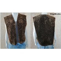 Vintage Vest Velvet 1970"" Brown Jacket Patchwork Style Bohemian Jacket For Women Men Velvet | Etsy (US)