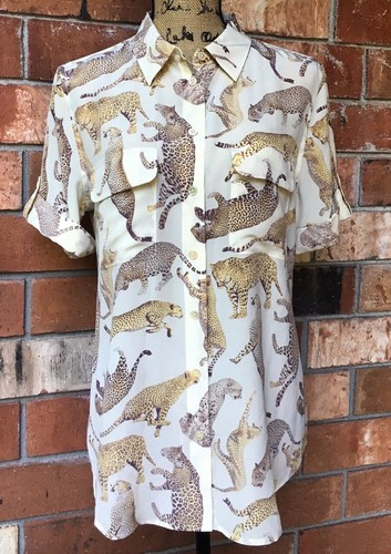 Equipment RARE Reese 'Floating Cheetah' Silk Safari Short Sleeved Blouse Sz S  | eBay | eBay US