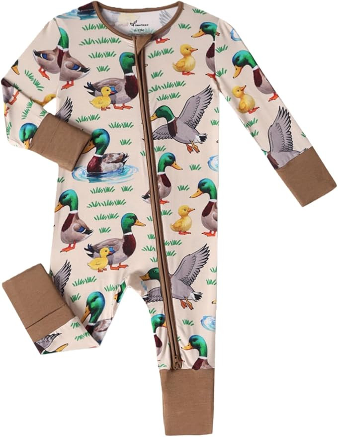 Unisex Baby Bamboo Viscose Long Sleeve Romper, Cute Prints Zipper Footless Jumpsuit, Toddler One-... | Amazon (US)