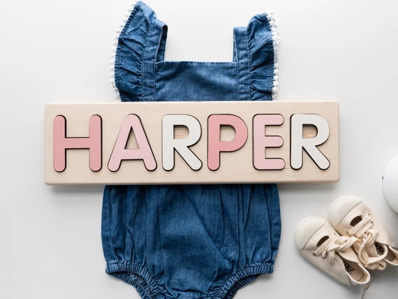 Personalized Baby Name Puzzle, Nursery Room Decor, Wooden Kids Name Jigsaw Puzzle, Baby shower an... | Etsy (US)