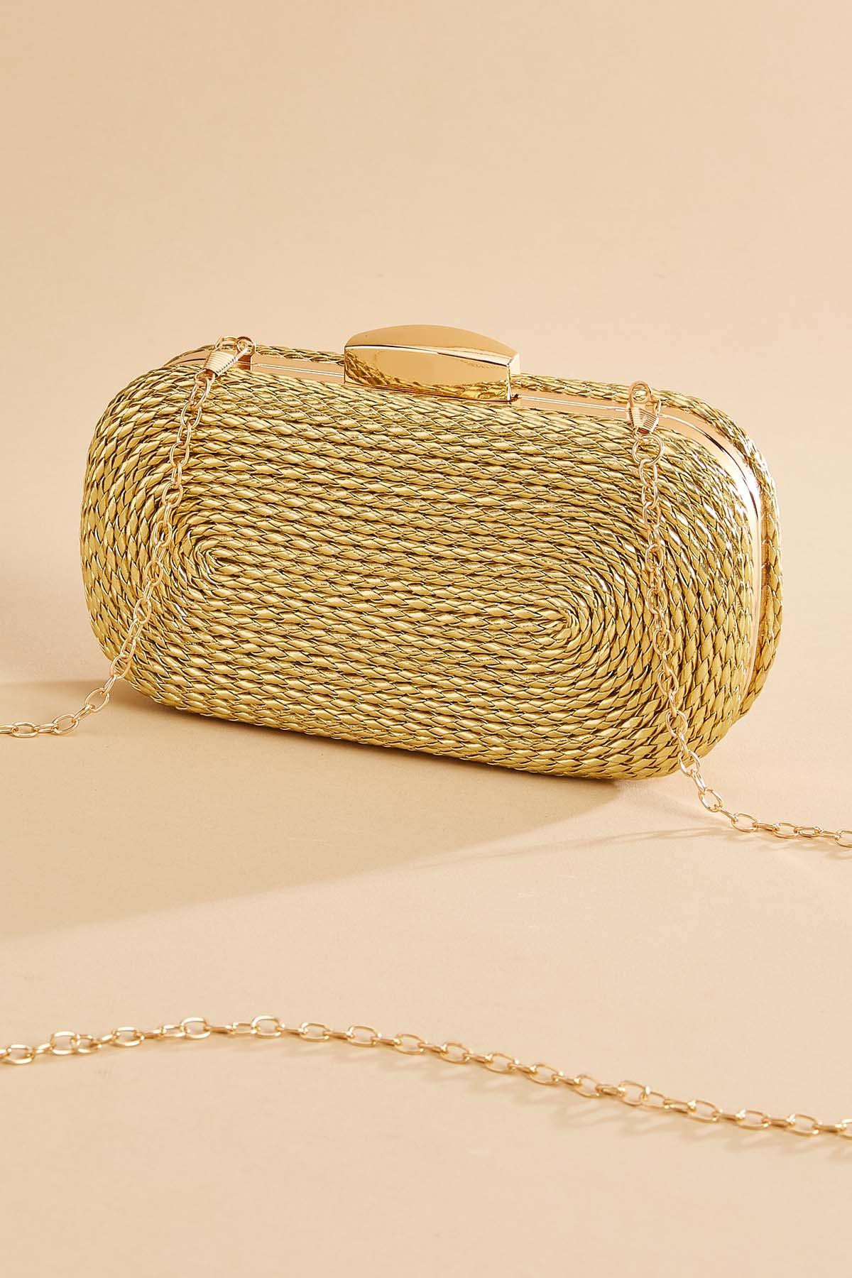 gold rope textured clutch | Versona