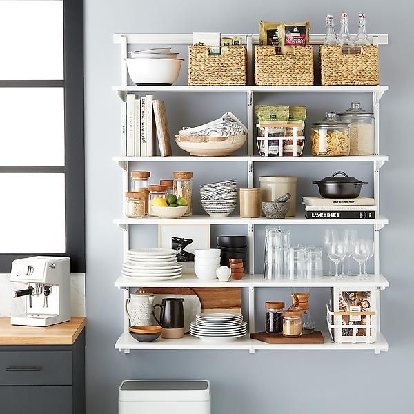 Elfa Classic 4' Open Kitchen Shelving | The Container Store