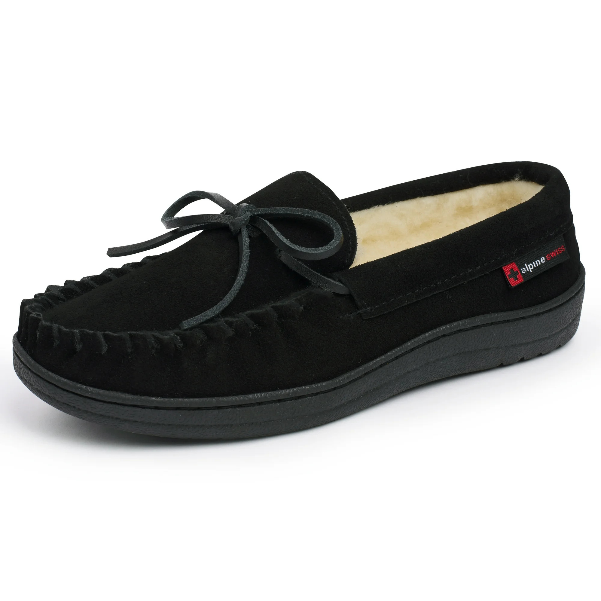 Alpine Swiss Sabine Women's Genuine Leather Suede Moccasin Slippers House Shoes | Walmart (US)