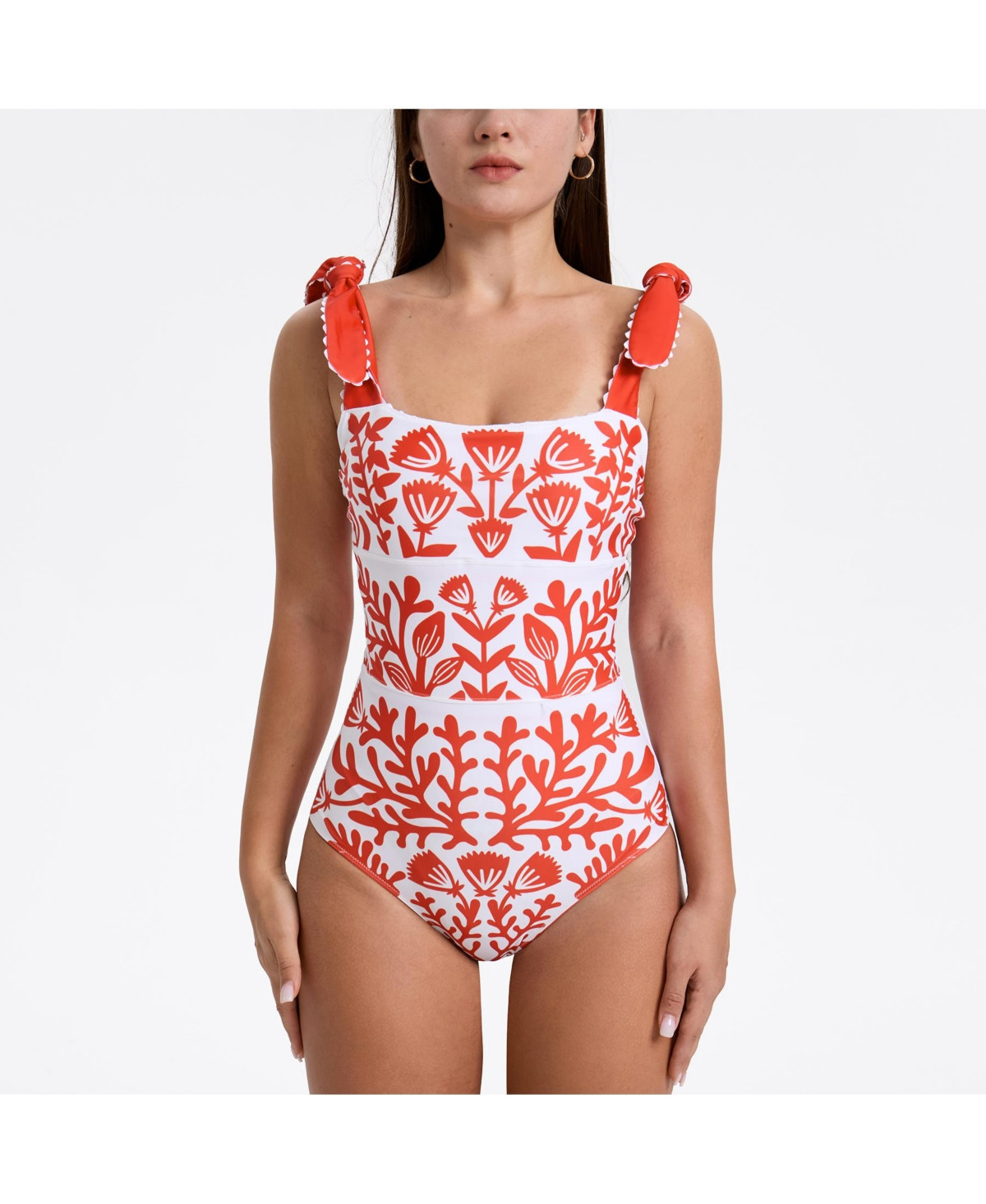 Jessie Zhao New York Women's Red Coral Reversible One-Piece Swimsuit - White | Macy's
