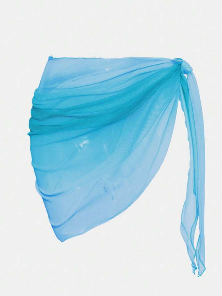 SHEIN Swim Summer Beach Solid Knot Side Cover Up Skirt | SHEIN