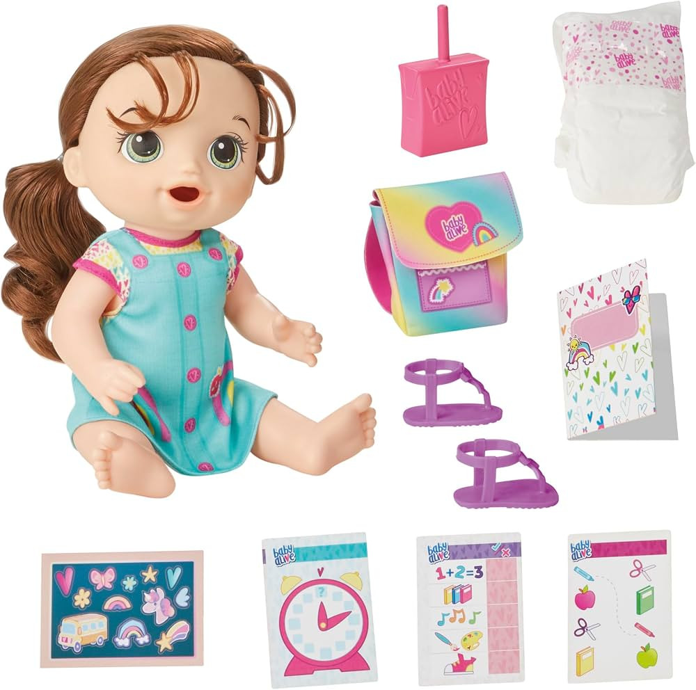 Amazon.com: Baby Alive Time for School Baby Doll Set, Back to School Toys for 3 Year Old Girls & ... | Amazon (US)