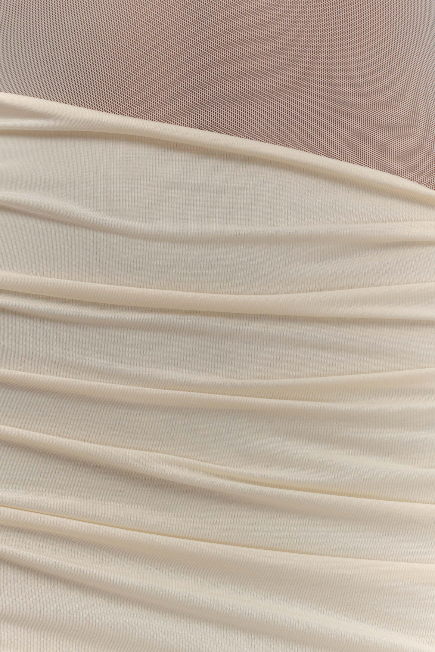 Dallas One Shoulder Mesh Maxi Dress - Ivory | MESHKI US