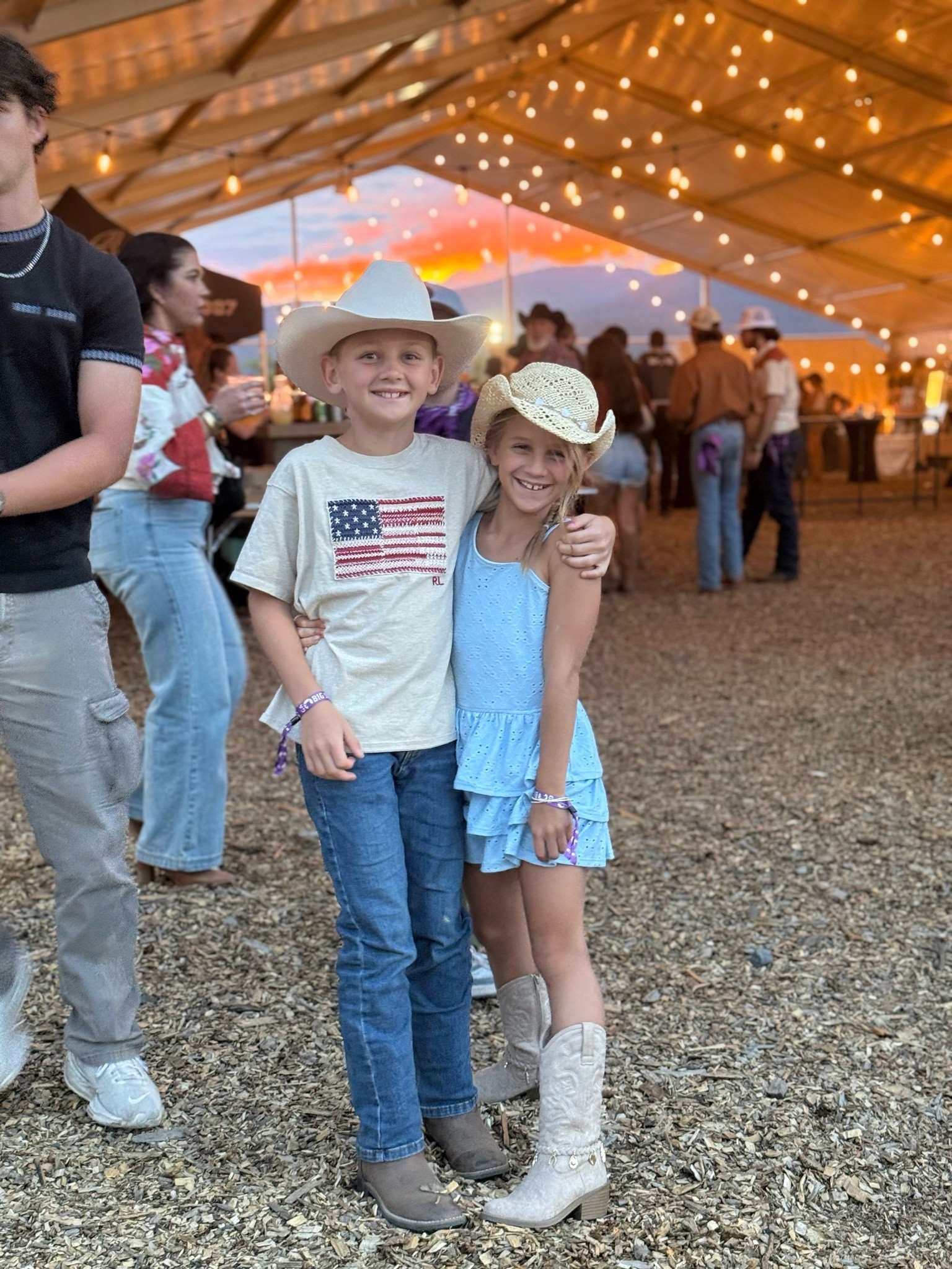 Kids rodeo outfits. Kids cowboy hats and cowboy boots. Blue Abercrombie kids dress and Ralph Lauren flag tee

#LTKmomlife #LTKKids #LTKootd