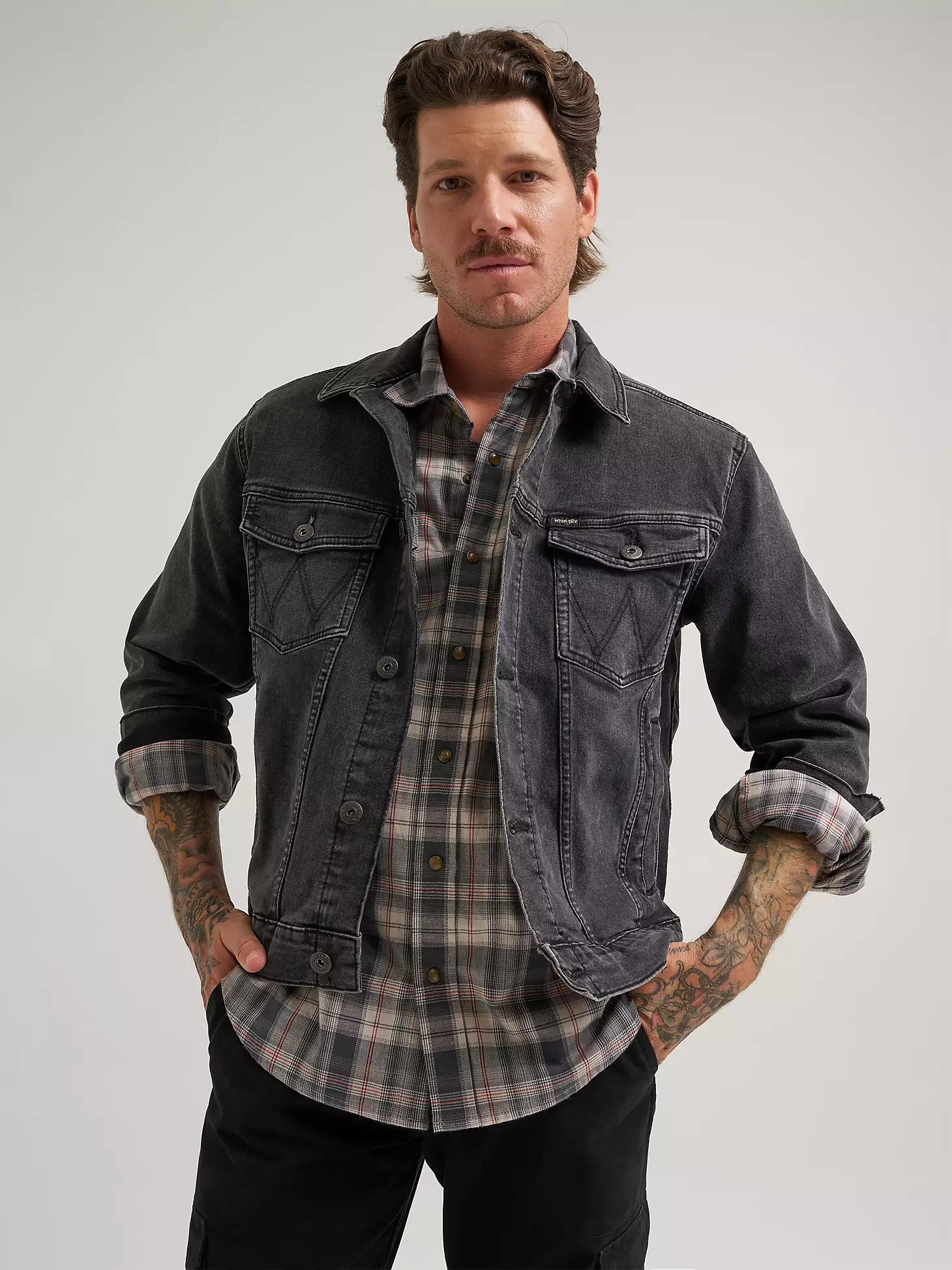 Men's Wrangler® Classic Denim Trucker Jacket in Black | Wrangler