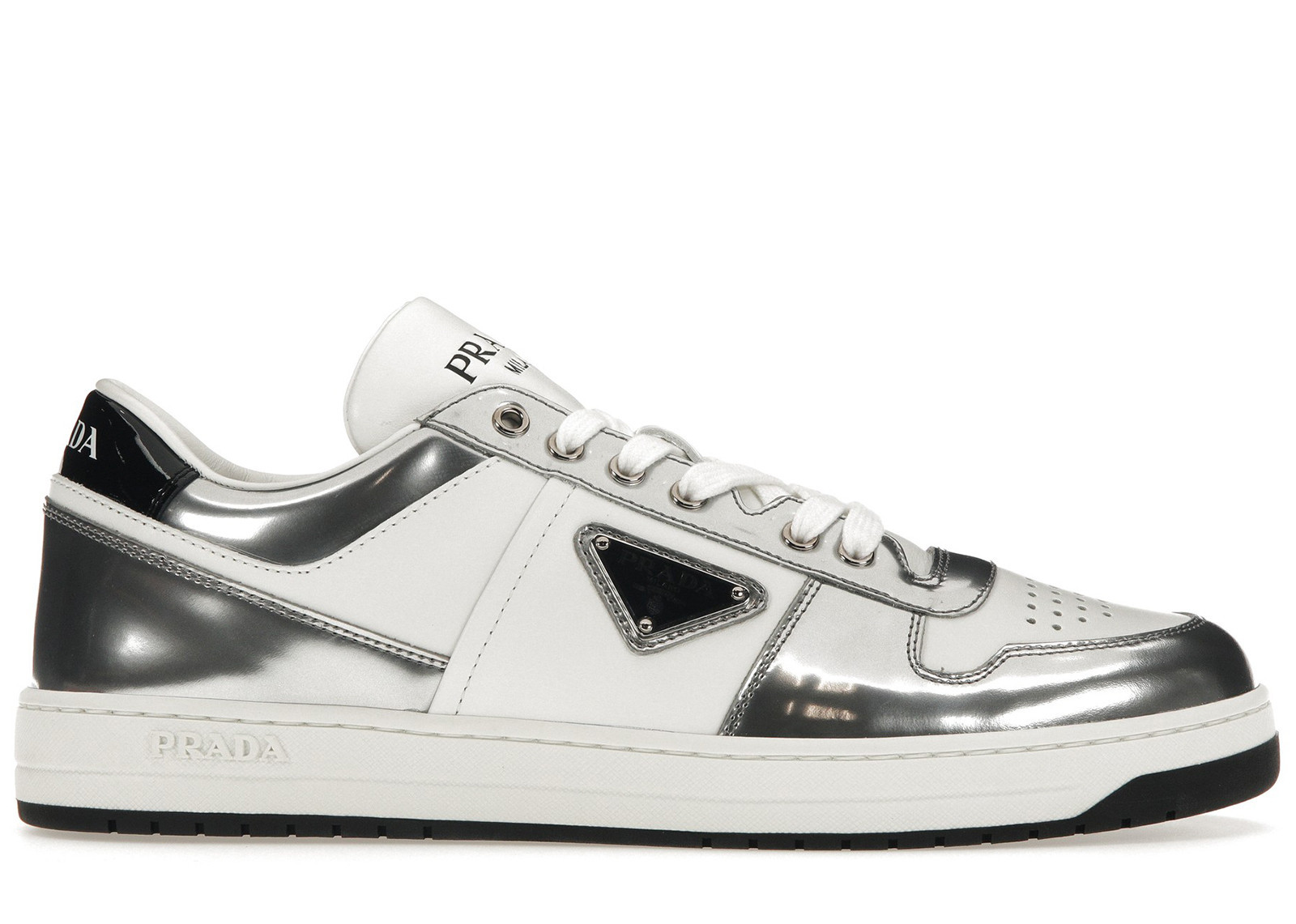 Prada Downtown Low Top Sneakers Leather White Silver | StockX