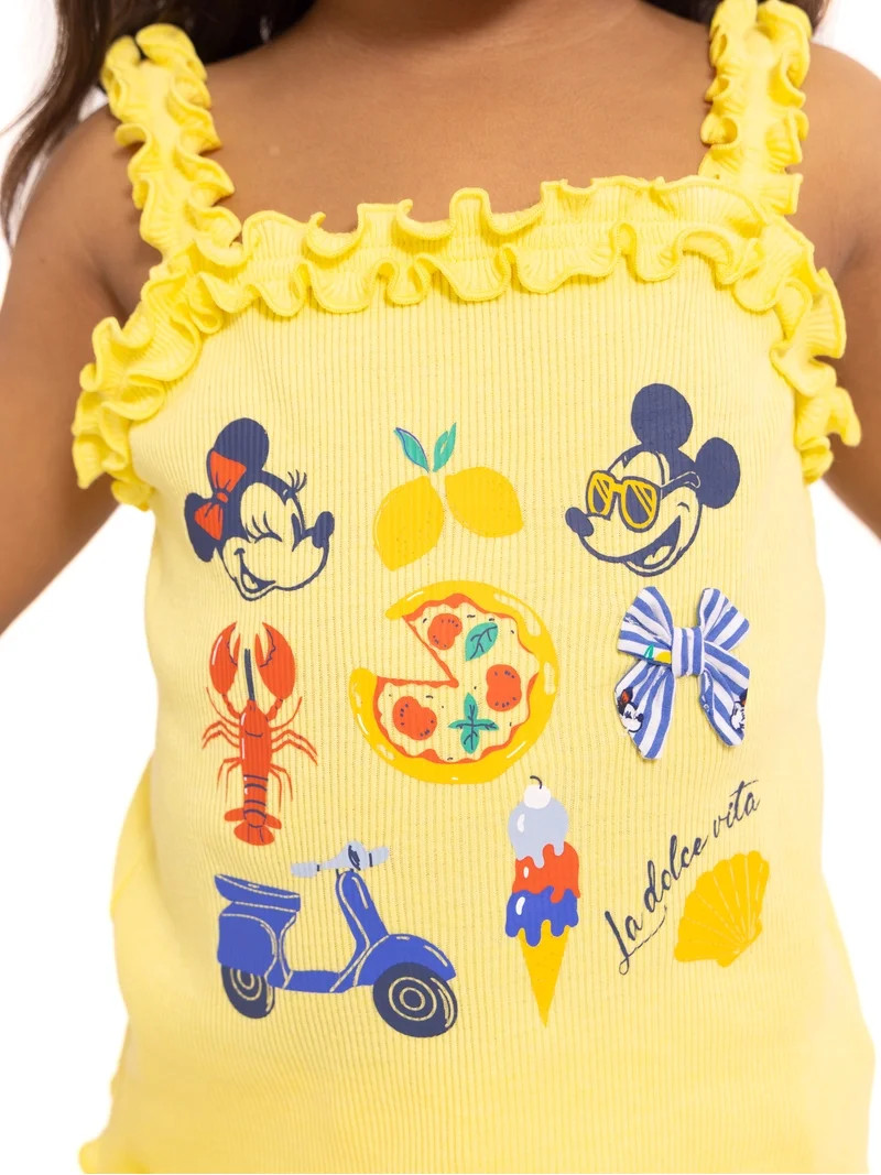 Disney Minnie & Mickey Mouse Toddler Girls La Dolce Vita Graphic Tank Top with Ruffle Shorts, 2-P... | Walmart (US)