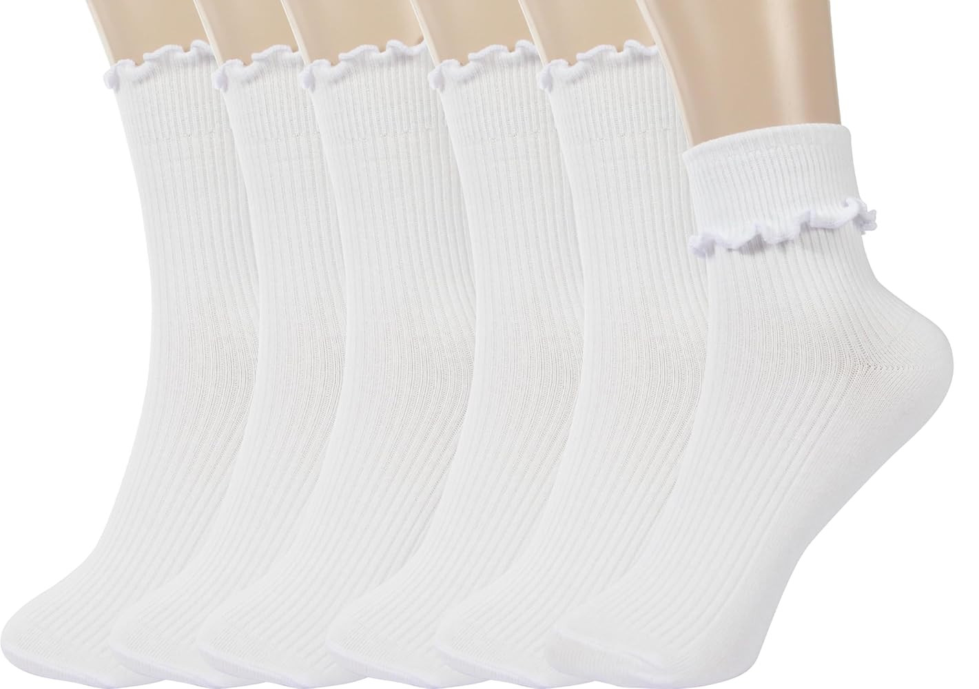 BomKinta Ruffle Socks Women - Turn-Cuff Frilly Sock - Lightweight Cotton Socks | Amazon (US)