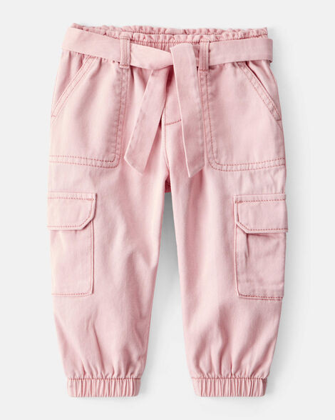Baby Girl Cotton Cargo Joggers - Pink | Carter's Inc
