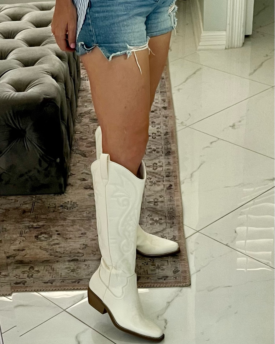 Comfortable Tall white cowboy boots for cheap! 

#LTKSeasonal #LTKShoeCrush #LTKSaleAlert