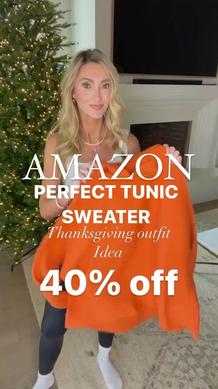 One of my very favorite tunic sweaters on sale! Leggings outfit. Maternity. I wore this last year at 38 weeks pregnant. Would be so cute for Thanksgiving. Comfy casual. 

#LTKHoliday #LTKsalealert #LTKVideo
