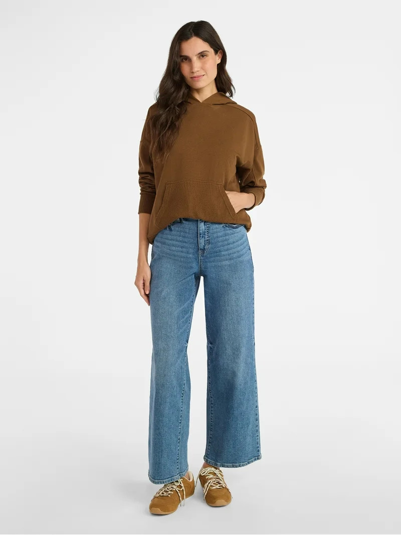 Time and Tru Mixed Media Hoodie, Size XS-XXXL | Walmart (US)