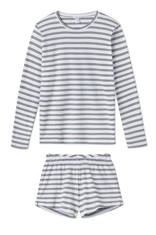 Pima Long-Short Weekend Set in Conifer Stripe | Lake Pajamas