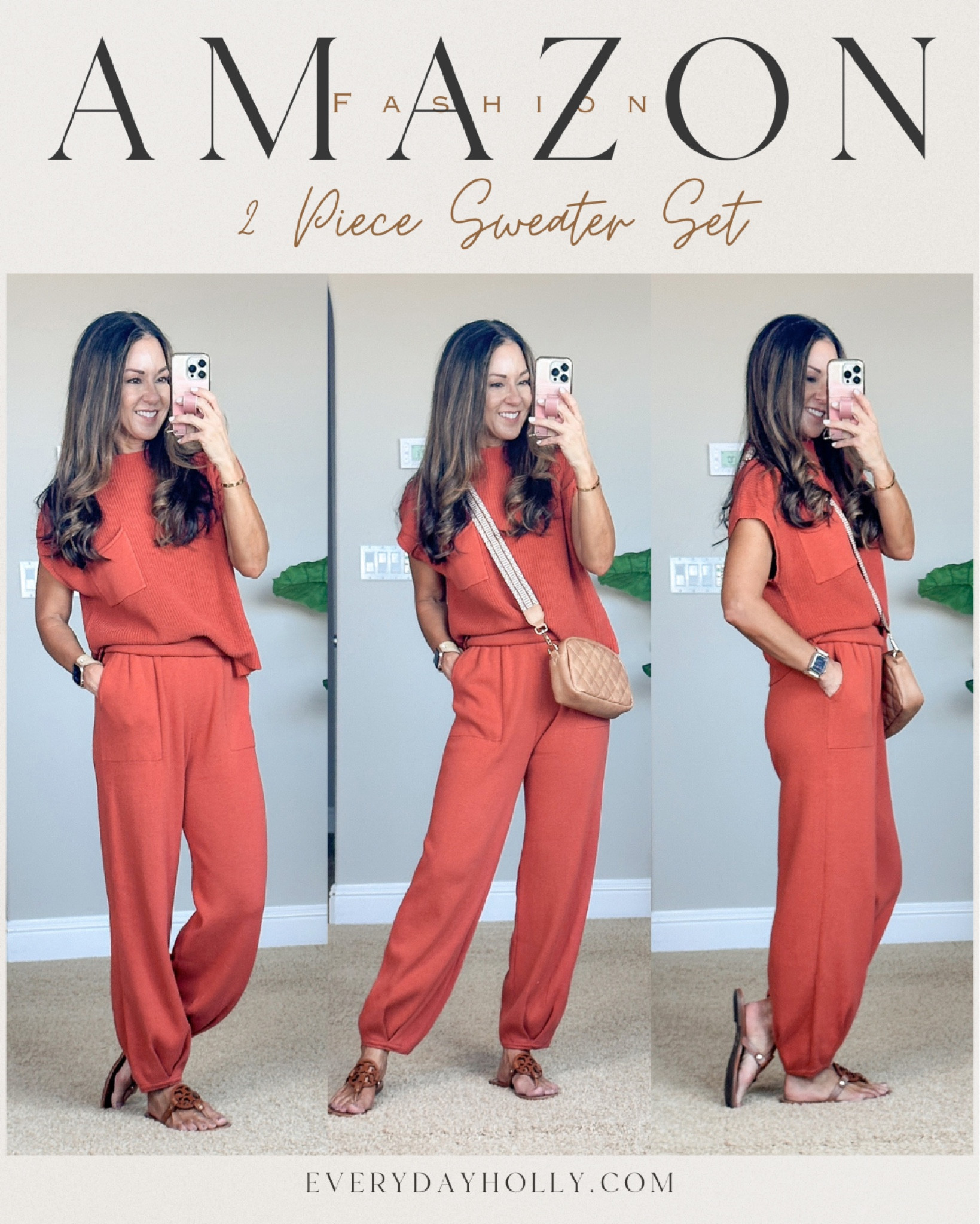 💥Save 10% on outfit & crossbody bag with clickable coupons fall outfit idea, comfy, rust 2 piece sweater set size xs.  comes in a ton of colors.  wear together or as separates. The cutest crossbody bags with thick straps that are removable. Fall fashion trends, look for less, comfy outfit, mom style, fall fashion trends, weekend outfit

#LTKfindsunder50 #LTKover40 #LTKsalealert