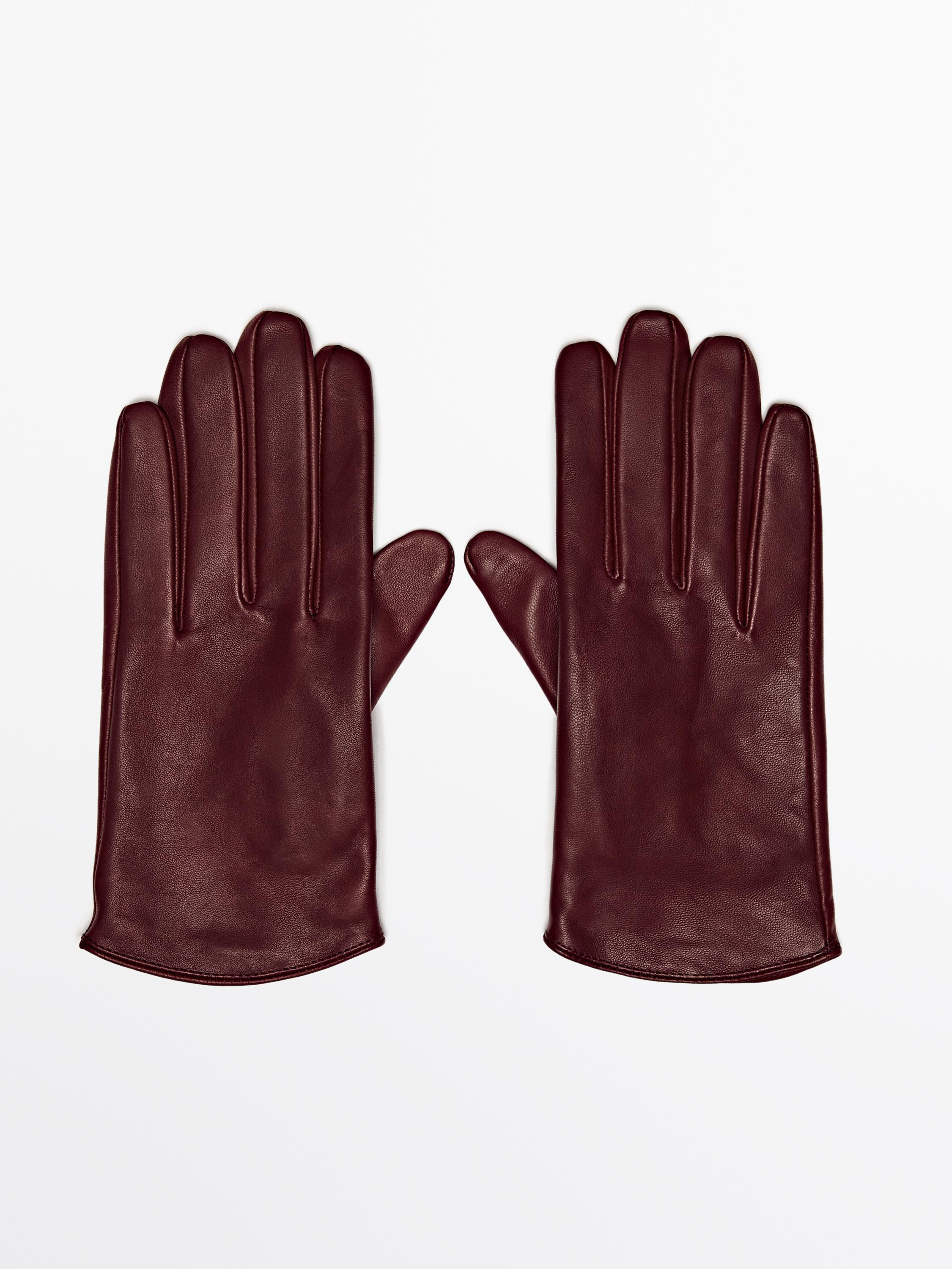 Short leather gloves | Massimo Dutti UK