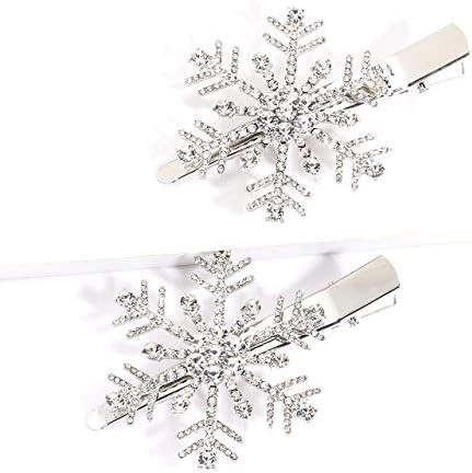 HZEYN Christmas Snowflake Hair Clips Winter Holiday Jewlry Big Crystal Snowflake Hairpin Barrette We | Amazon (US)