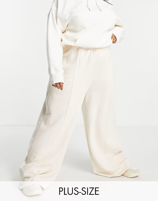 Public Desire Curve high waist wide leg sweatpants in ecru | ASOS (Global)