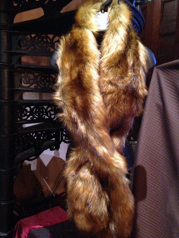 Nemesis Vintage flapper Style Antique Brown Coloered Faux Fox Stole Wrap | Etsy (US)