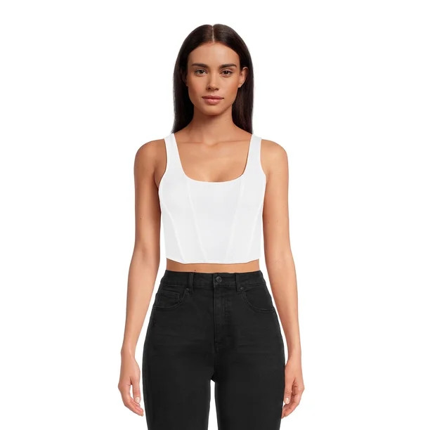 No Boundaries Juniors Ribbed Square Neck Bustier | Walmart (US)