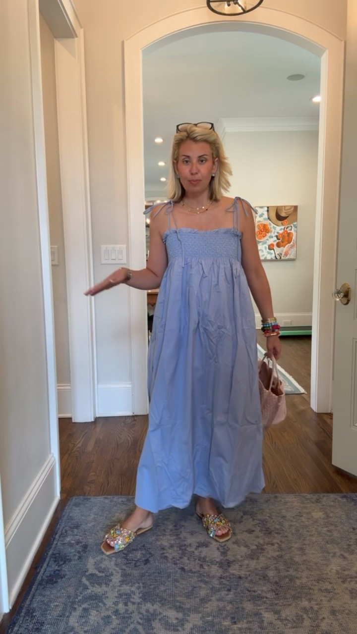 Do y’all remember this dress? It was a best seller in brown and now I have it in this beautiful blue. 
I’m wearing an xs dress & 7 sandal (size 1 down). 

*Use MIXANDMATCH20 at Petal & Pup
*Use Catherine20 for 20% off my bracelets

#LTKdayinmylife #LTKmomlife #LTKSeasonal