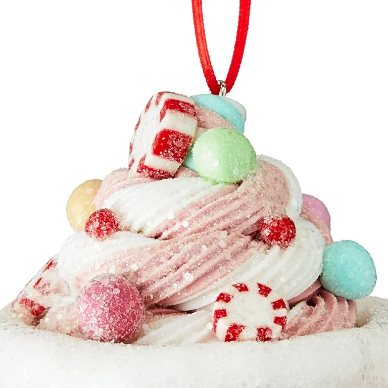 Pink and White Clay Dough Hot Cocoa Mug Christmas Ornament, 4", by Holiday Time | Walmart (US)