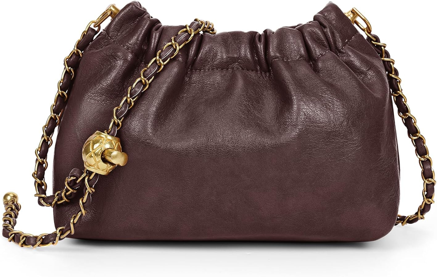 Womens Leather Chain Hobo Bag Tote Shoulder Handbag Crossbody Bags Trendy Drawstring Small Bag Da... | Amazon (US)