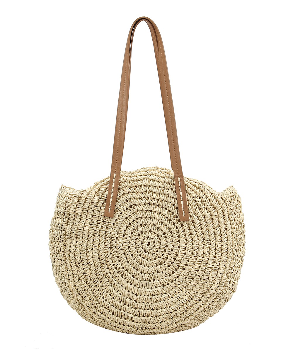 Beige Round Straw Satchel | zulily